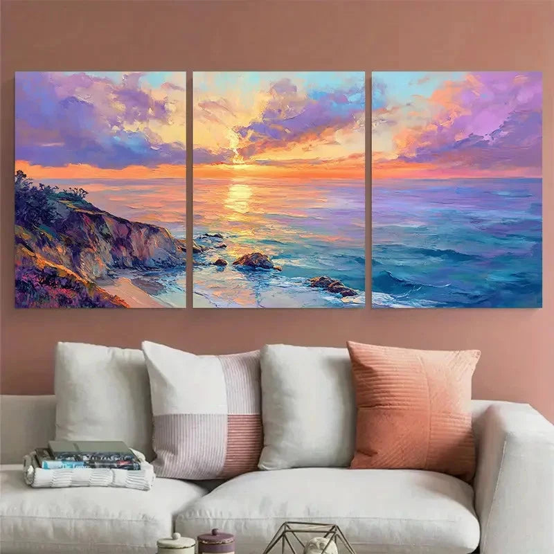 3pcs Big Sur Landscape Pastel Ocean Cloudscape Metal Print Ready to Hang Art
