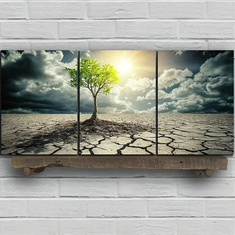 3pcs Desert Plant with Great Vitality Metal Print Ready to Hang Art