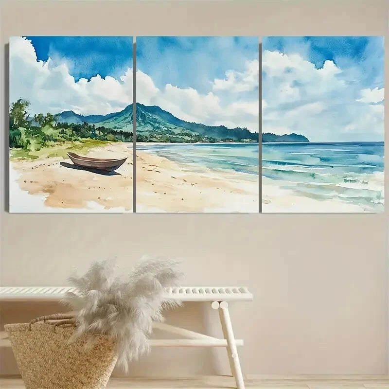 3pcs Vibrant Sumbawa, Indonesia Beach Vacation Metal Print Ready to Hang Art