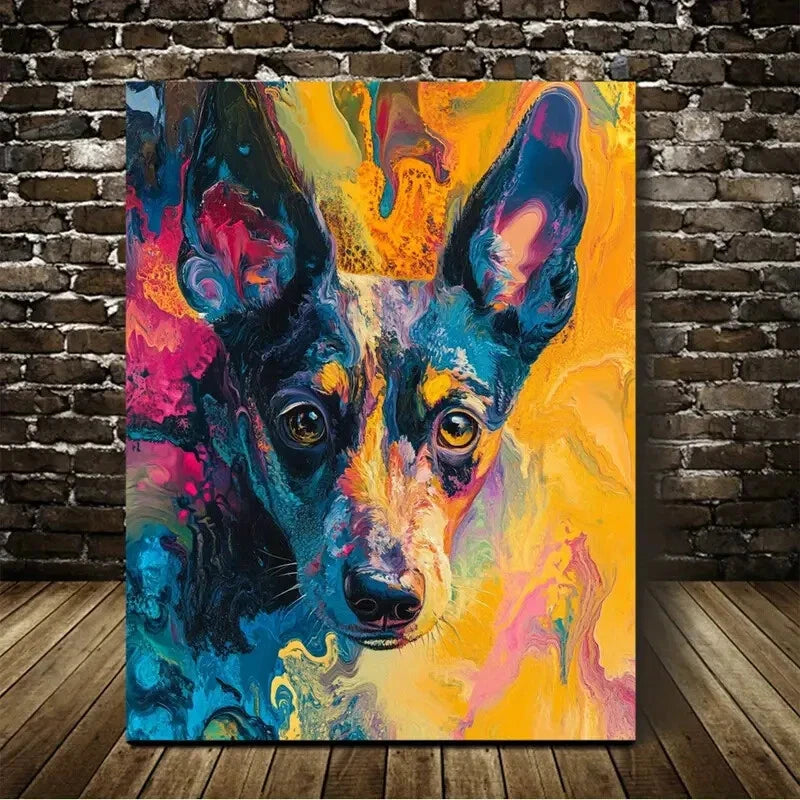 Vibrant Abstract Dog Colorful Painting 40x60cm Metal Print Ready to Hang