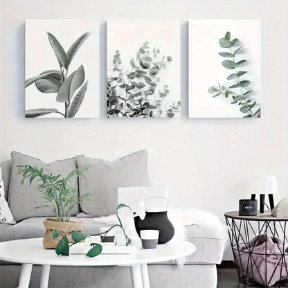 3pcs Rubber Green Plant Botanical Metal Print Ready to Hang Art