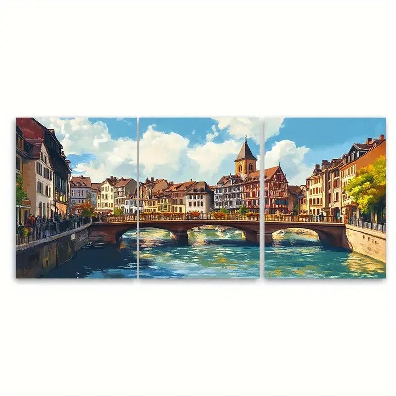 3pcs Strasbourg France Travel Poster Vibrant City Metal Print Ready to Hang Art