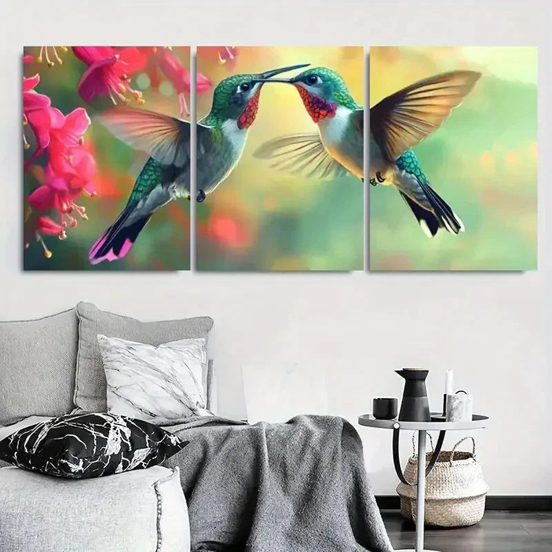 3pcs Vibrant Nature Wildlife Hummingbird Metal Print Ready to Hang Art