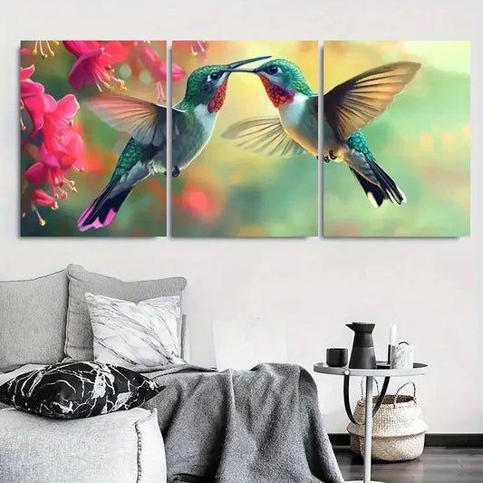 3pcs Vibrant Nature Wildlife Hummingbird Metal Print Ready to Hang Art
