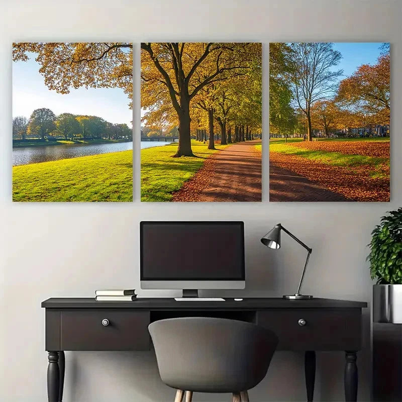 3pcs Haarlem Travel Kenaupark Netherland Scene Wall Art Set Canvas Framed 50x70cm - High Quality Print 100% Australian Made Wall Canvas Ready to Hang