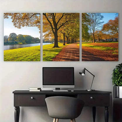 3pcs Haarlem Travel Kenaupark Netherland Scene Wall Art Set Canvas Framed 50x70cm - High Quality Print 100% Australian Made Wall Canvas Ready to Hang
