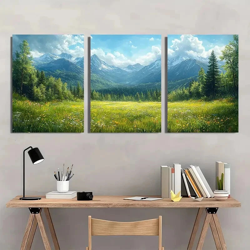 3pcs Addack Mountains Landscape Nature Scenery Metal Print Ready to Hang Art