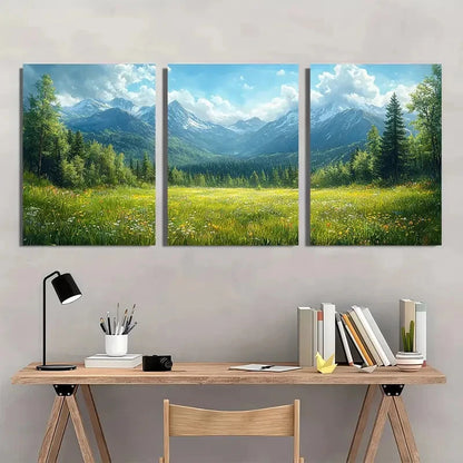 3pcs Addack Mountains Landscape Nature Scenery Metal Print Ready to Hang Art