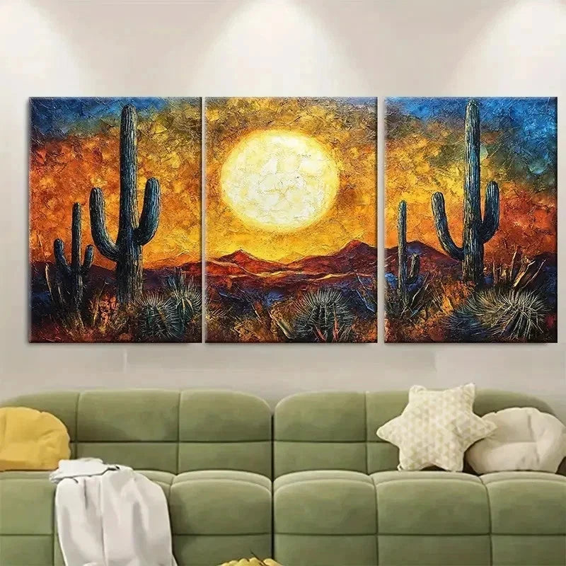 3pcs Sunset Modern Handmade v Wall Art Set Canvas Framed 50x70cm - High Quality Print 100% Australian Made Wall Canvas Ready to Hang