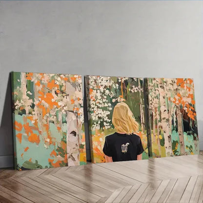 3pcs Spring forest Nature Trees Wall Art Set Canvas Unframed - High Quality Print 100% Australian Made Wall Canvas
