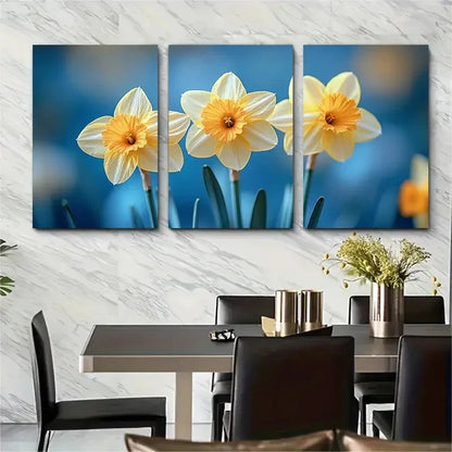 3pcs Daffodil Floral Décor Perfect Wall Art Set Canvas Framed 40x60cm - High Quality Print 100% Australian Made Wall Canvas Ready to Hang