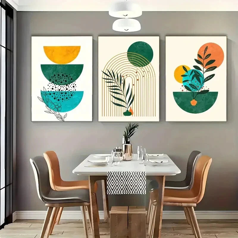 3pcs Flowers And Green Grass Poster Dormitory Metal Print Ready to Hang Art