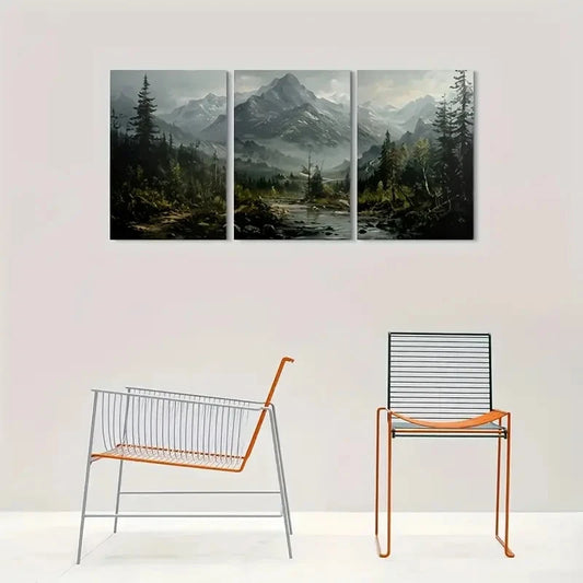 3pcs Nature Inspired Mountain Metal Print Ready to Hang Art