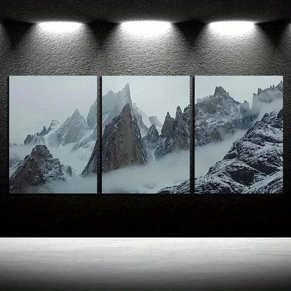 3pcs Rocky Mountains Winter Scene Metal Print Ready to Hang Art