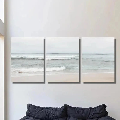 3pcs Beach Ocean Waves Seacoast Landscape Art Metal Print Ready to Hang Art