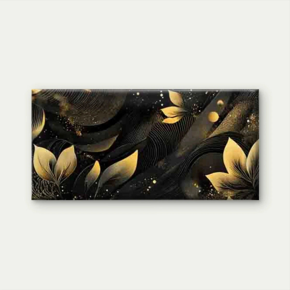 Black and Golden Abstract Wall Art Canvas Office Home Room Framed 120x60cm