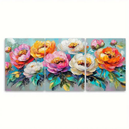 3pcs Colorful Floral Impressionist Blooming Wall Art Set Canvas Framed 60x90cm - High Quality Print 100% Australian Made Wall Canvas Ready to Hang