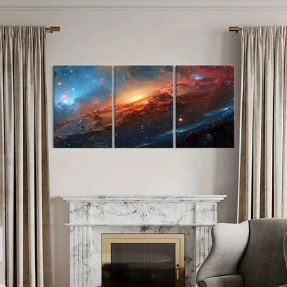 3pcs Galactic Landscape Cosmic Clouds Metal Print Ready to Hang Art