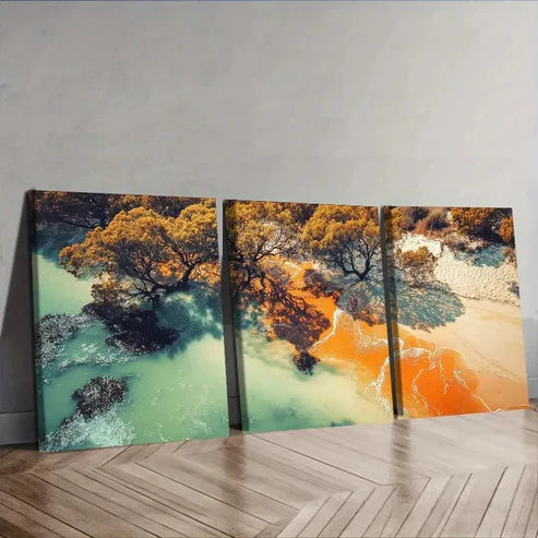 3pcs Aerial View of the Sand Wall Art Set Wall Art Canvas Unframed – High Quality Print 100% Australian Made Wall Canvas