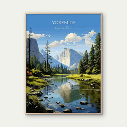 Yosemite National Park Landscape Vintage Travel Poster Print Wall Art