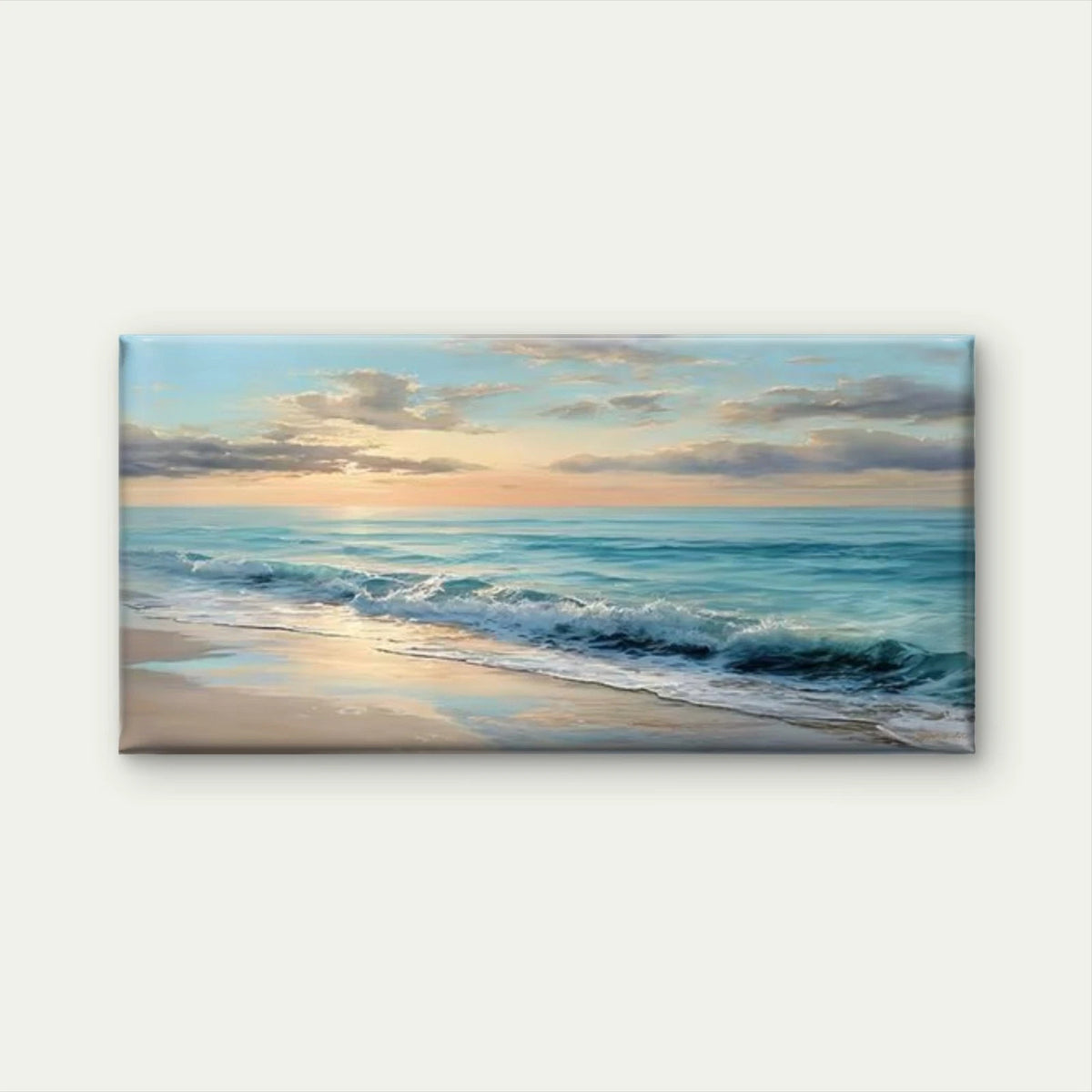 Romantic Beach Scene with Ocean Wall Art Canvas Office Home Room Framed 120x60cm