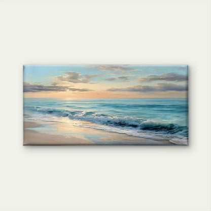 Romantic Beach Scene with Ocean Wall Art Canvas Office Home Room Framed 120x60cm