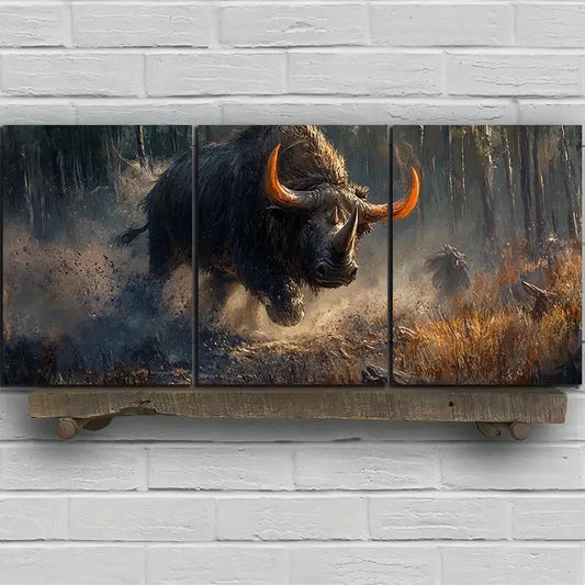 3pcs Stunning Rhinoceros Forest Metal Print Ready to Hang Art