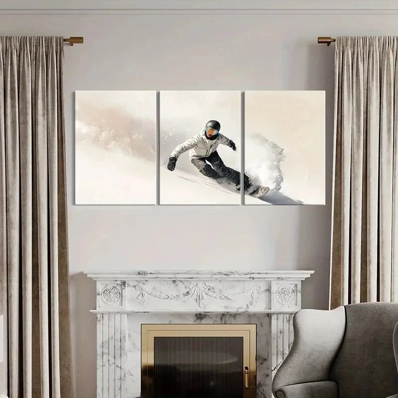 3pcs Snowboarder In Motion Dynamic Pose Metal Print Ready to Hang Art