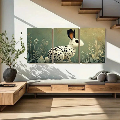 3pcs Artistic Rabbit Illustration Spotted Design Metal Print Ready to Hang Art