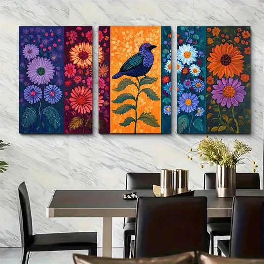 3pcs Chile Vintage Chilean Floral Décor Perfect Wall Art Set Canvas Framed 60x90cm - High Quality Print 100% Australian Made Wall Canvas Ready to Hang