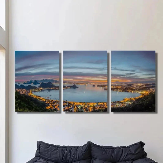 3pcs Classic Landscape Ink Painting Metal Print Ready to Hang Art
