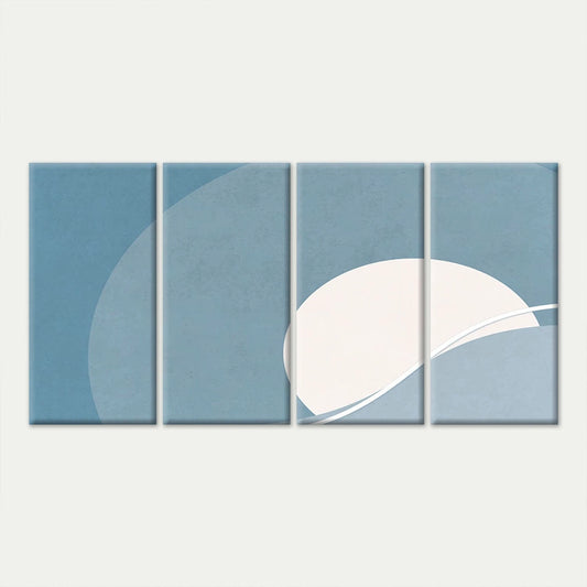 4pcs Soothing Blue Abstract Landscape Sun Wall Art Set Canvas Framed 45x80cm - High Quality Print 100% Australian Made Wall Canvas Ready to Hang