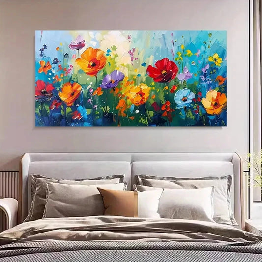 Abstract Floral Blooming Flower Wall Art Canvas Office Home Room Framed 120x60cm