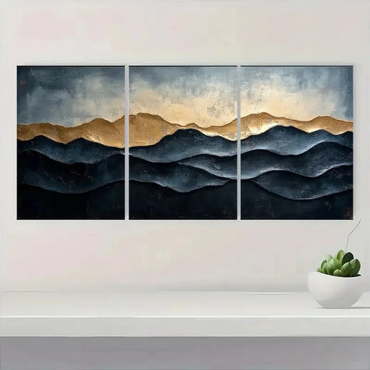 3pcs Abstract Mountain Landscape Painting Metal Print Ready to Hang Art