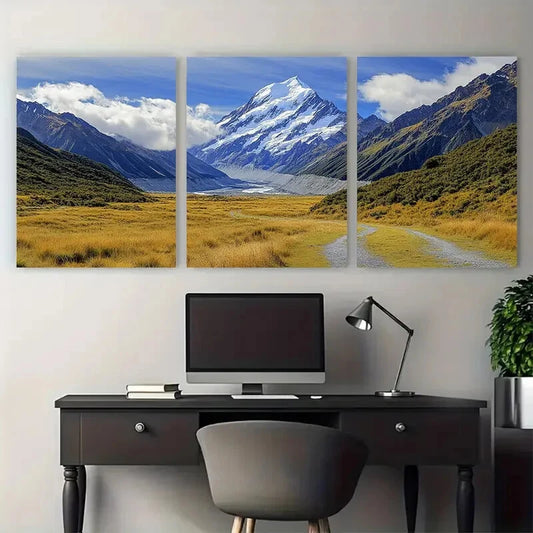 3pcs Mount Cook National Park Hooker Valley Metal Print Ready to Hang Art