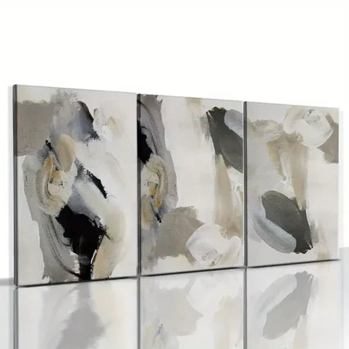 3pcs Black Beige Grey Art with Golden Wall Art Set Canvas Unframed - High Quality Print 100% Australian Made Wall Canvas