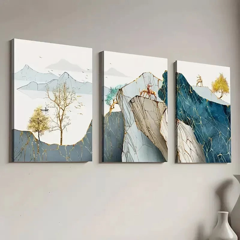 3pcs Luxury Modern Minimalist Abstract  Art Set Canvas Framed 50x70cm -  High Quality Print 100% Australian Made Wall Canvas Ready to Hang