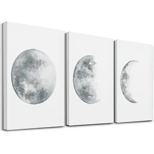 3pcs Depicting Moon Phases Wall Art Set Canvas Unframed - High Quality Print 100% Australian Made Wall Canvas