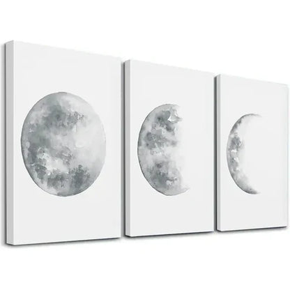 3pcs Depicting Moon Phases Wall Art Set Canvas Unframed - High Quality Print 100% Australian Made Wall Canvas