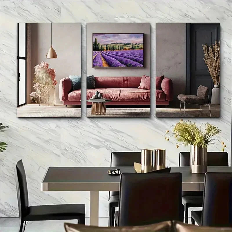 3pcs Provence Lavender Fields French Travel Poster Metal Print Ready to Hang Art