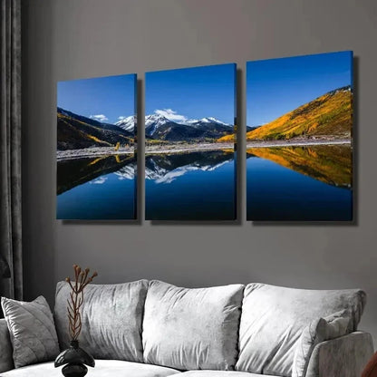 3pcs Nature Scenery Lakes Mountains & Forest Wall Art Set Canvas Framed 40x60cm - High Quality Print 100% Australian Made Wall Canvas Ready to Hang