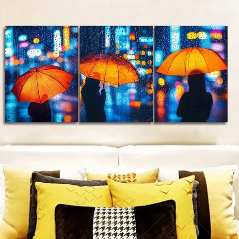3pcs Yellow Umbrella Luxurious Wall Art Set Canvas Unframed - High Quality Print 100% Australian Made Wall Canvas