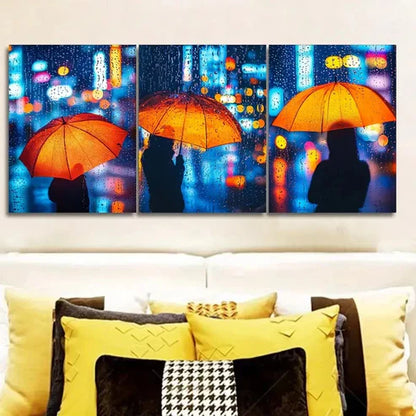 3pcs Yellow Umbrella Luxurious Wall Art Set Canvas Unframed - High Quality Print 100% Australian Made Wall Canvas