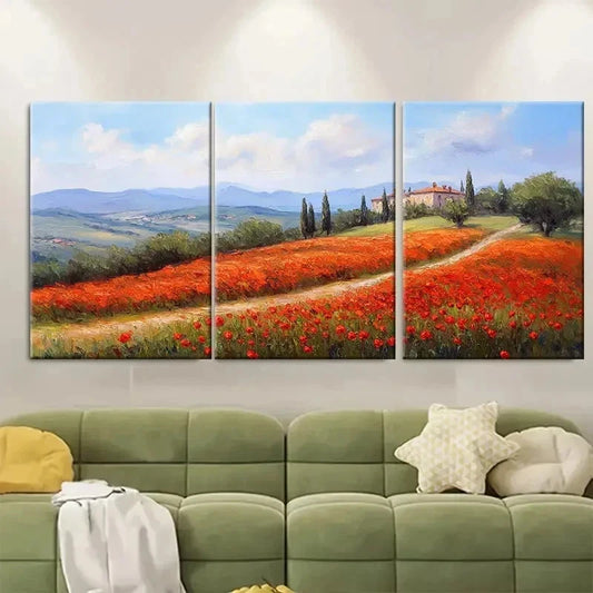 3pcs Tuscany Painting Italy Countryside FJ  Wall Art Set Canvas Framed 50x70cm - High Quality Print 100% Australian Made Wall Canvas Ready to Hang