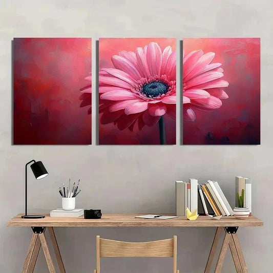 3pcs Pink Daisy Vibrant Floral Décor Perfect Wall Art Set Canvas Framed 40x60cm - High Quality Print 100% Australian Made Wall Canvas Ready to Hang
