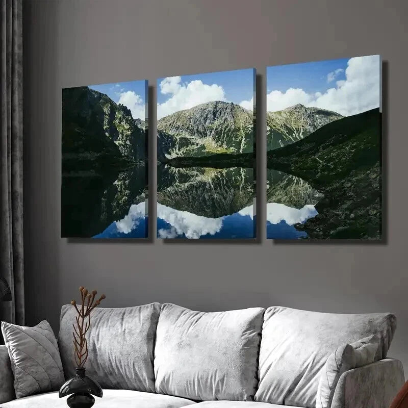 3pcs Lake Scenery of The Tatra Mountains Wall Art Set Canvas Framed 40x60cm - High Quality Print 100% Australian Made Wall Canvas Ready to Hang