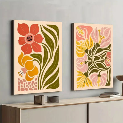 2pcs Vintage Flower Botanical Modern Design Framed 50x75cm - High Quality Print 100% Australian Made Wall Canvas Ready to Hang