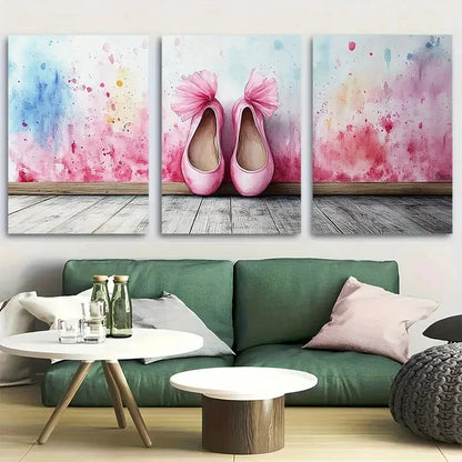 3pcs Pink Ballerina Tutu and Slippers Metal Print Ready to Hang Art