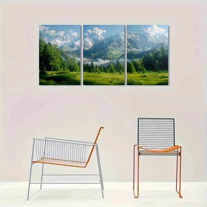 3pcs Scenic Mountain Nature Greenery Metal Print Ready to Hang Art