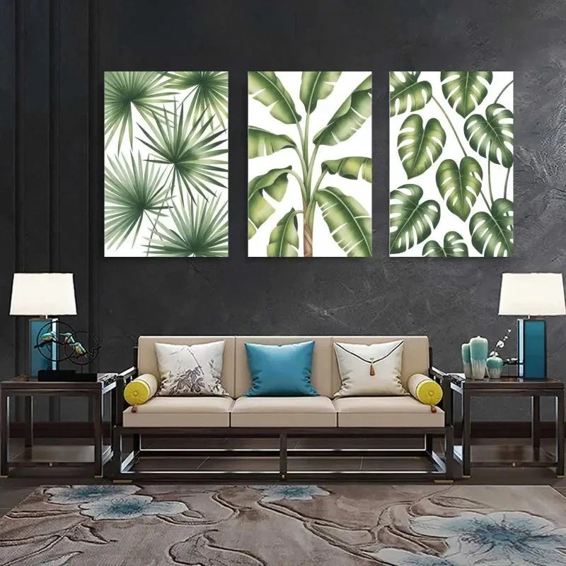 3pcsTropical Palm Monstera & Banana Leaf Metal Print Ready to Hang Art